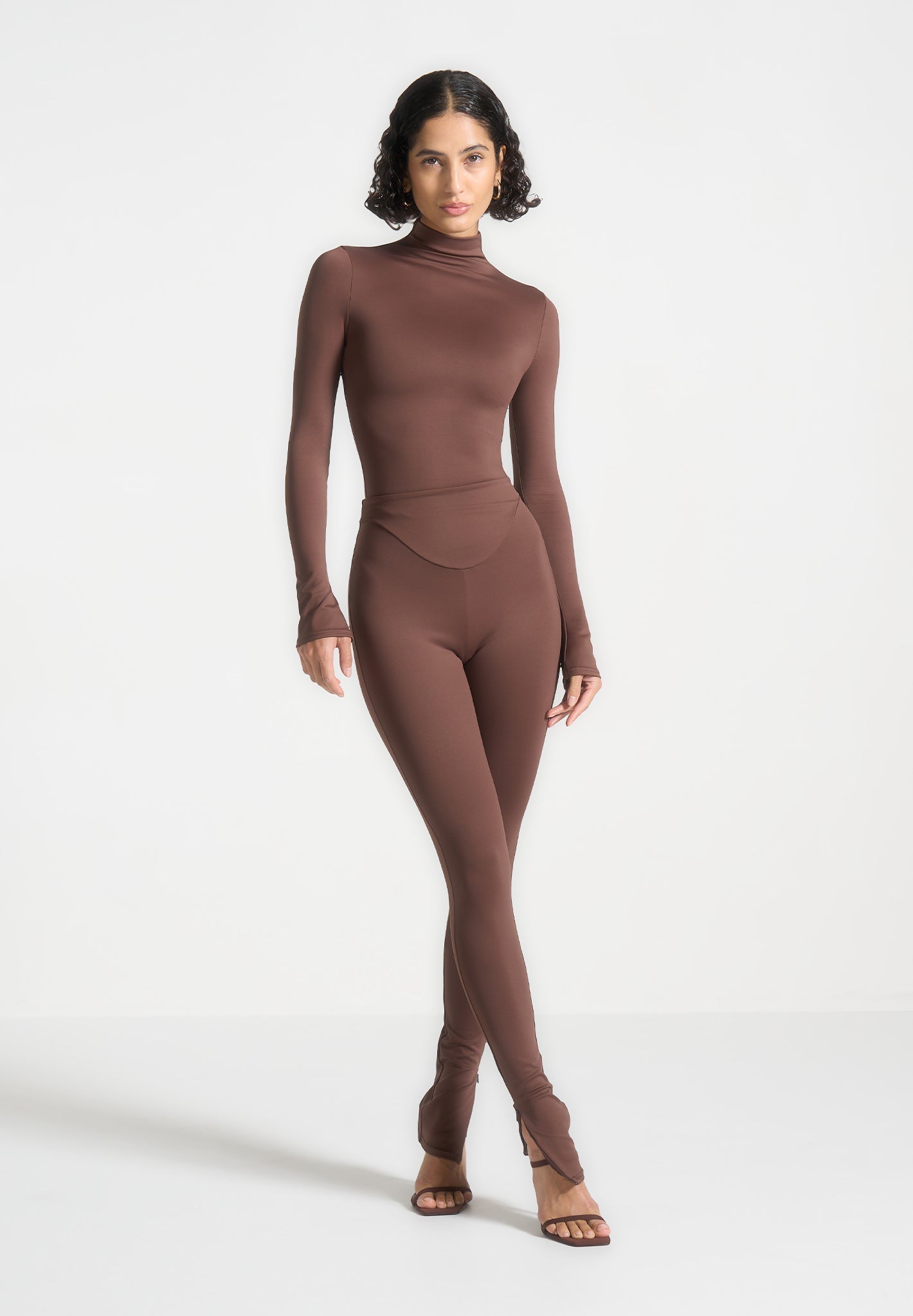 Chloe - High Waisted Leggings - Brown
