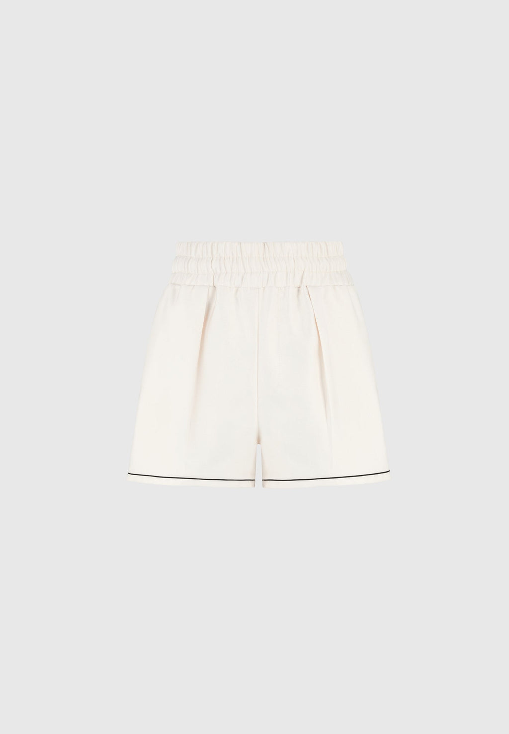 Melanie - Satin Shorts with Piping - Off White