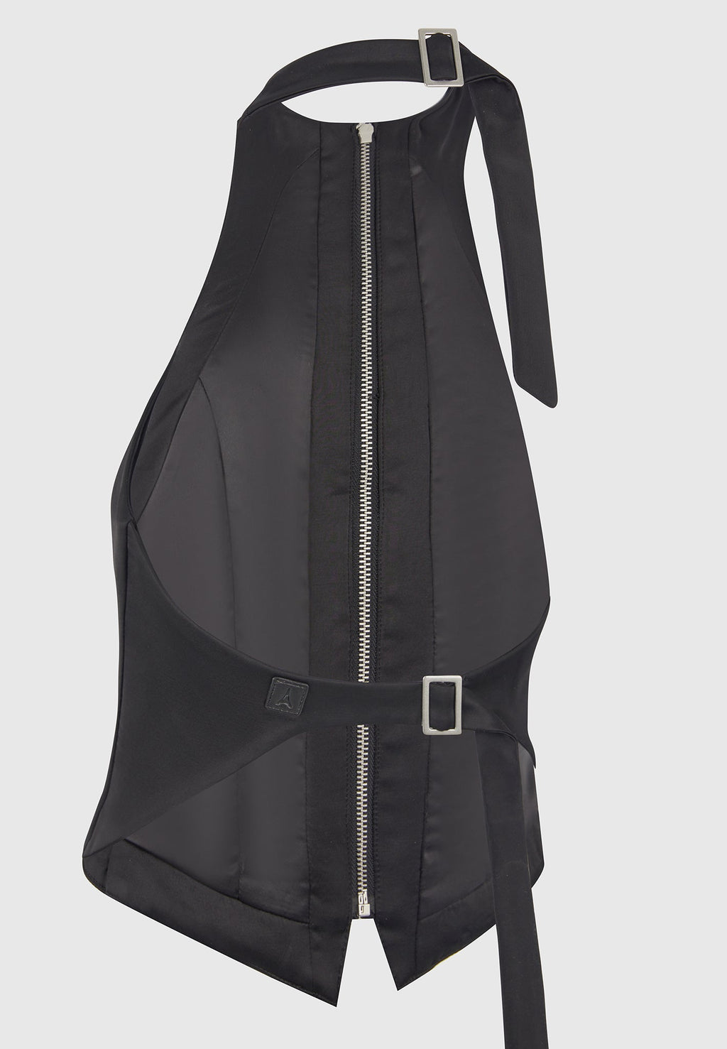 Claudette - Satin Halterneck Backless Top - Black