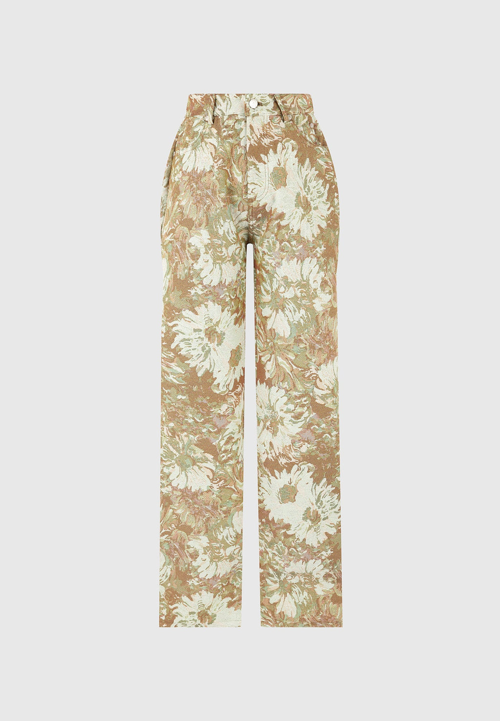 Florence - Jacquard High Rise Straight Leg Jeans - Sage