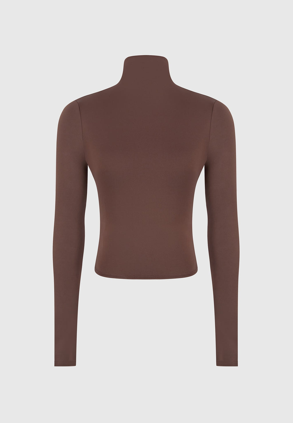 Alea - Mock Neck Long Sleeve Top - Brown