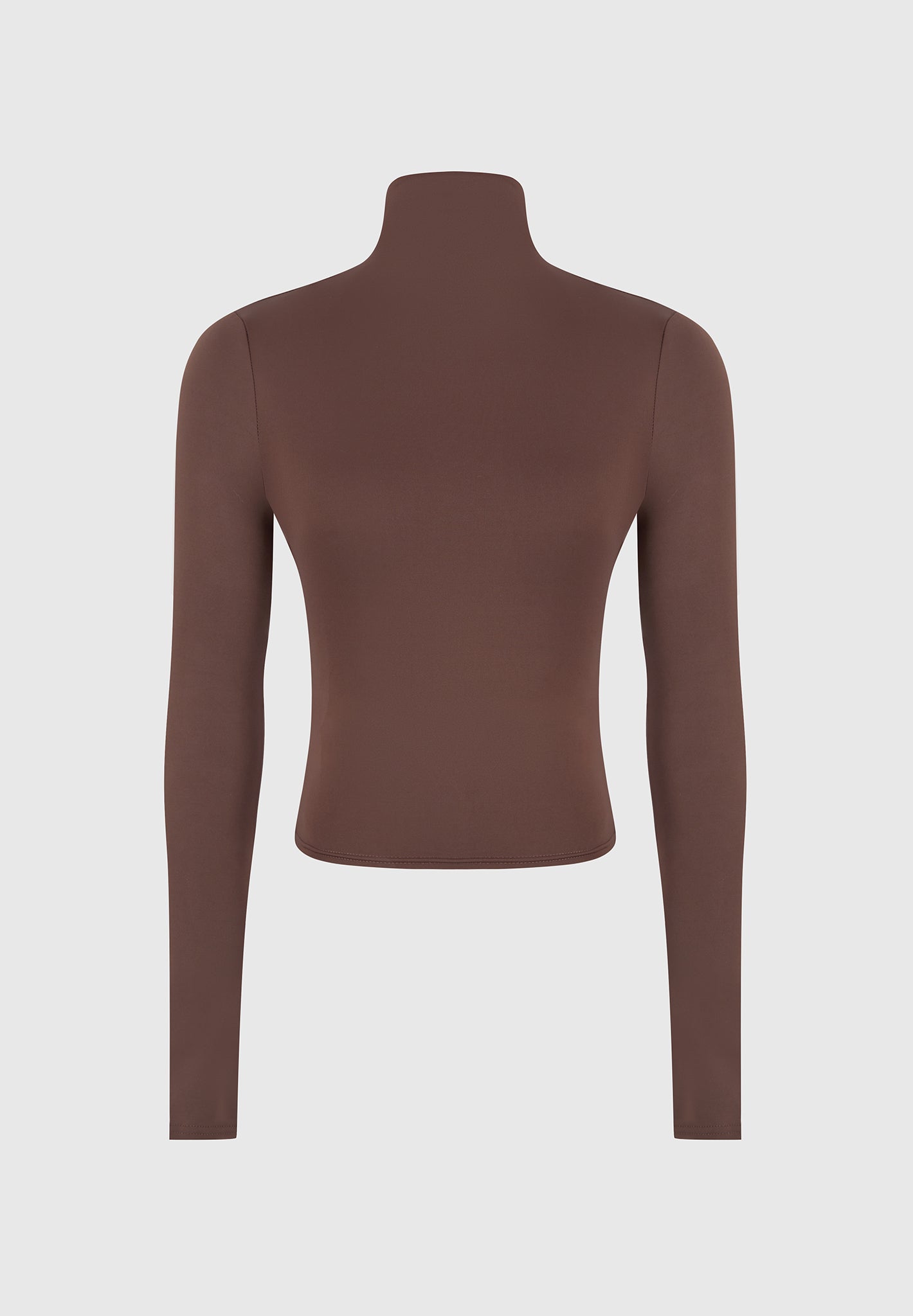 Alea - Mock Neck Long Sleeve Top - Brown