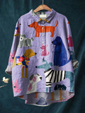 Coralie | Women's Dog  Art Print Casual Shirt