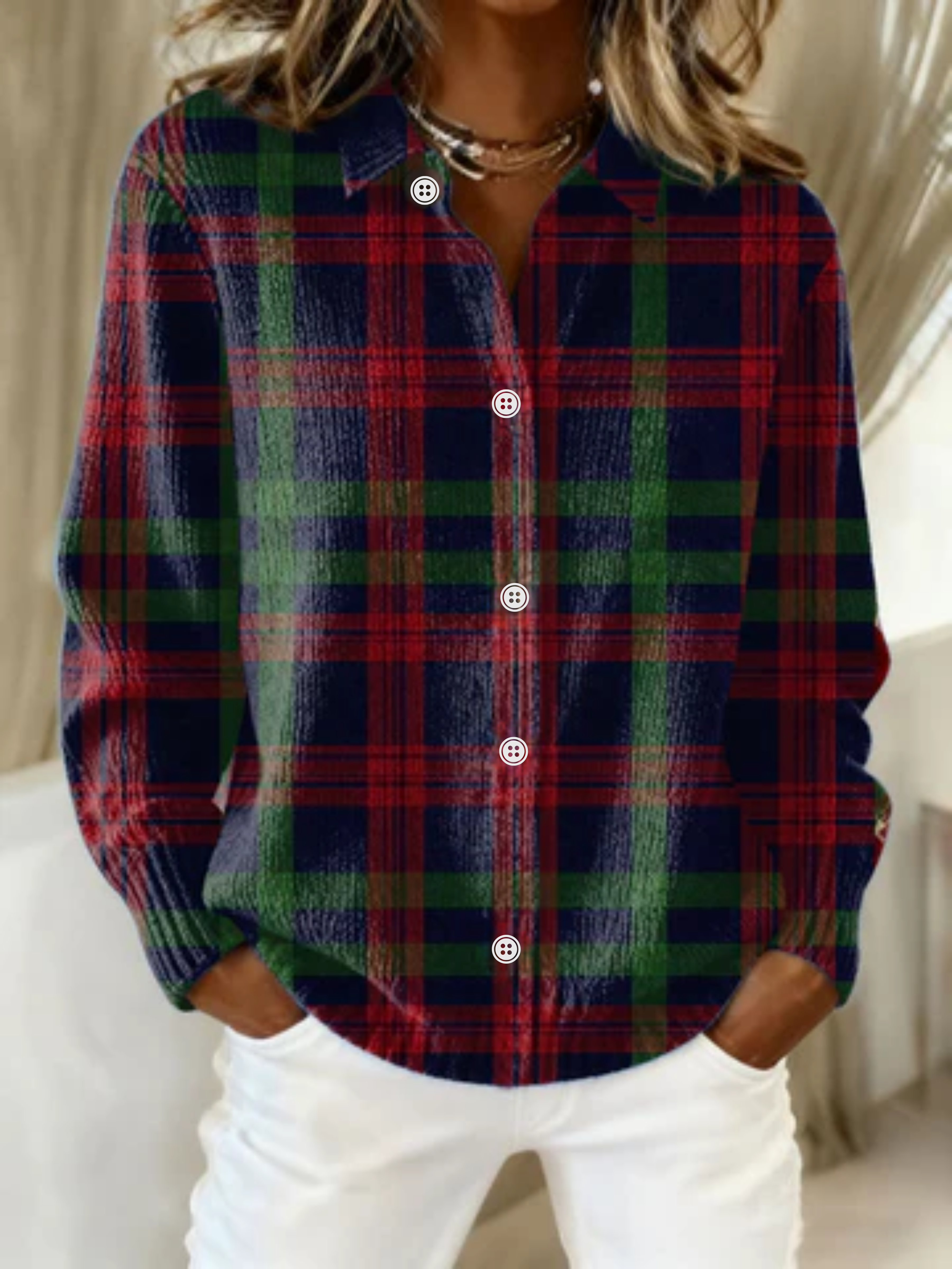 Gunilla | Checked Knit Blouse