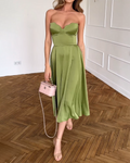 Liora™ | Strapless Elegant Midi Dress