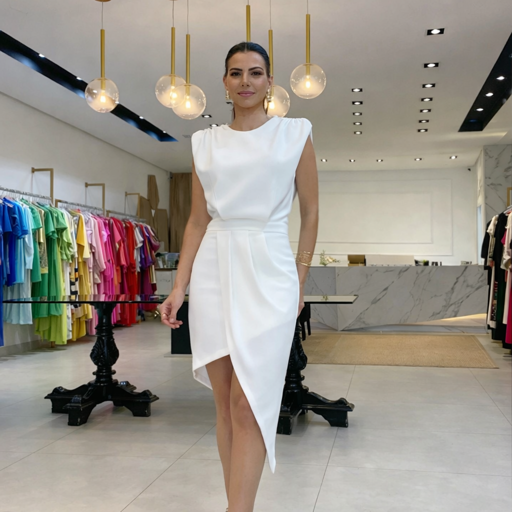 Alessia™ | Elegant dress with structured asymmetric line