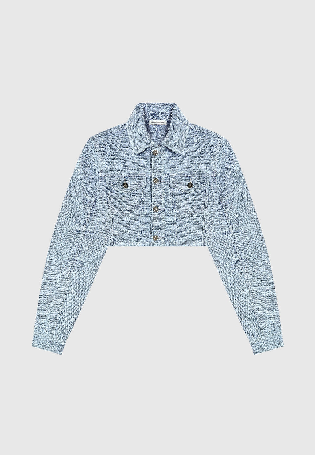 Catherine - Cropped Boucle Denim Jacket - Mid Blue