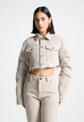 Catherine - Cropped Boucle Jacket - Beige