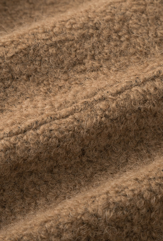 Cole Oversized Wool Short Coat - Brown