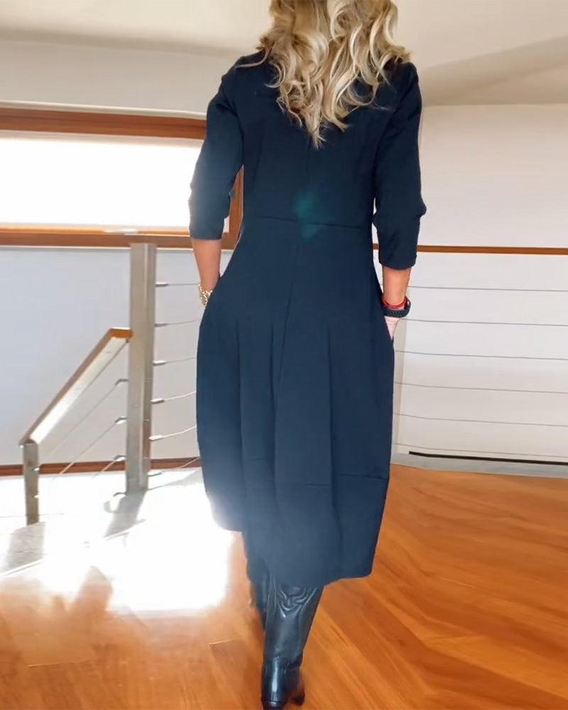 Felicity |  Maxi Dress with Round Neck and Long Sleeves