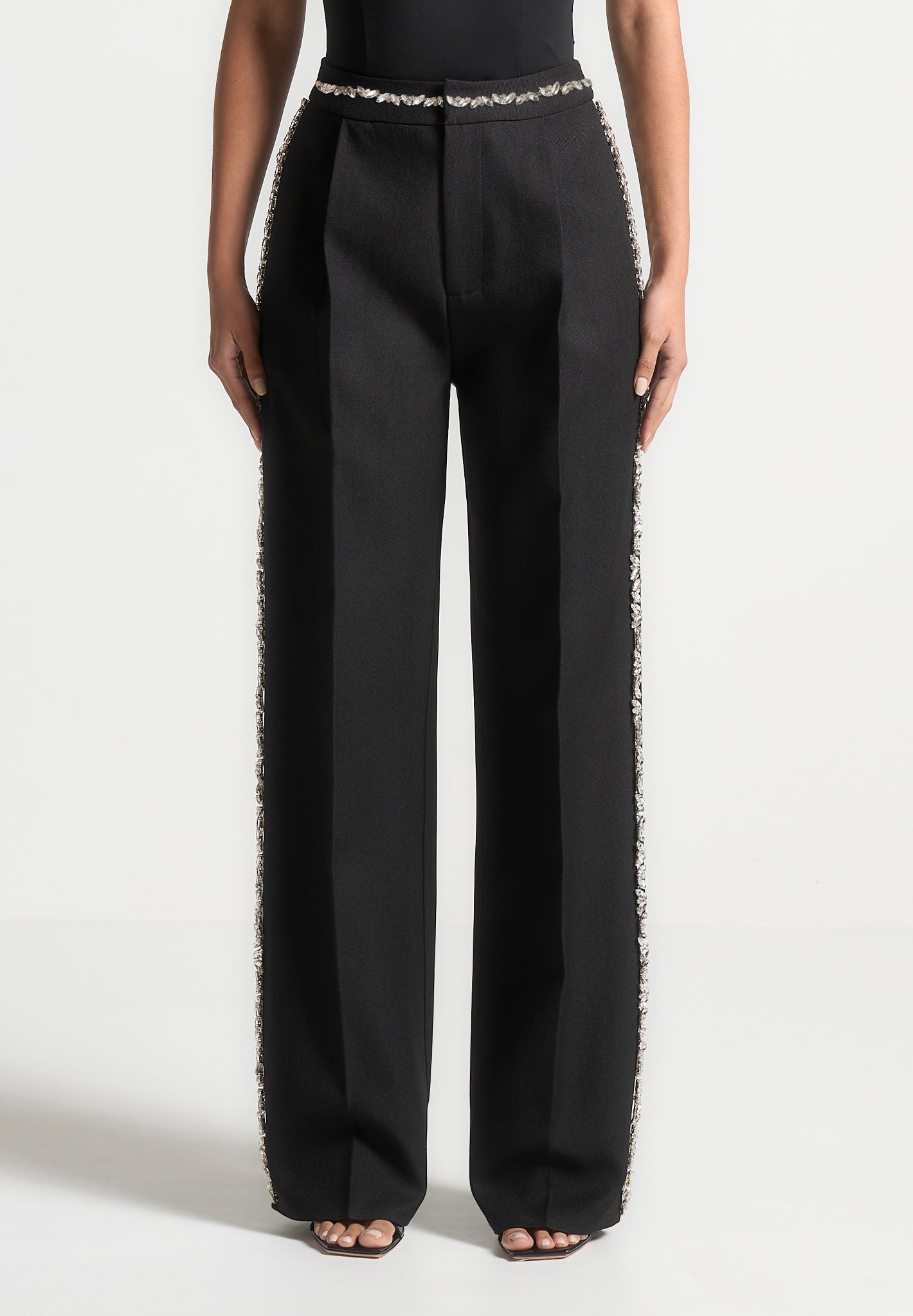 Patricia - Embellished Tailored Trousers - Black