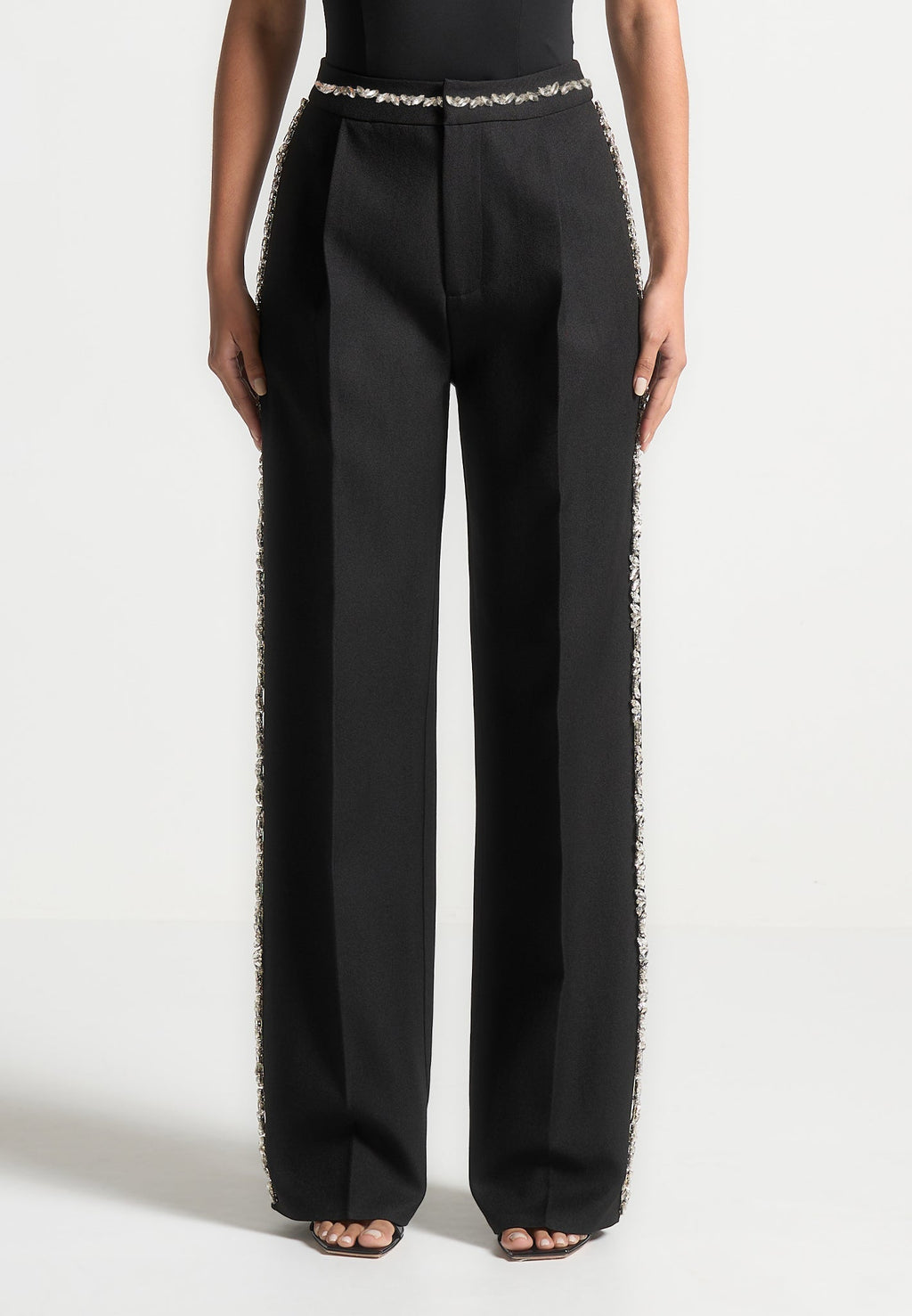 Patricia - Embellished Tailored Trousers - Black