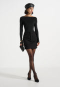 Josette - Tailored Mini Skirt With Braided Trim - Black