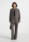 Joy - Tailored Oversized Shirt - Grey Marl