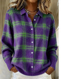 Maria | Soft Knit Blouse with Check Pattern