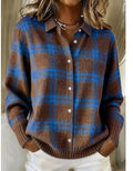 Liz | Soft Knit Blouse with Check Pattern