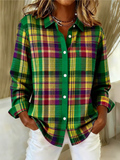 Elina | Checked Blouse in Vivid Green Tones