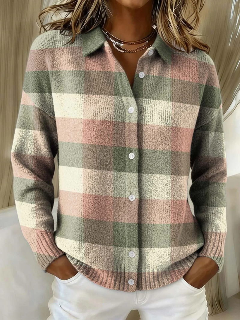 Noor | Checkered Knit Blouse
