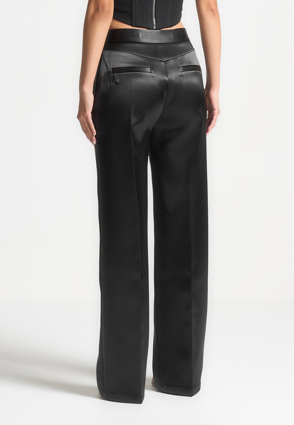 Bella - Satin Tailored Trousers - Black
