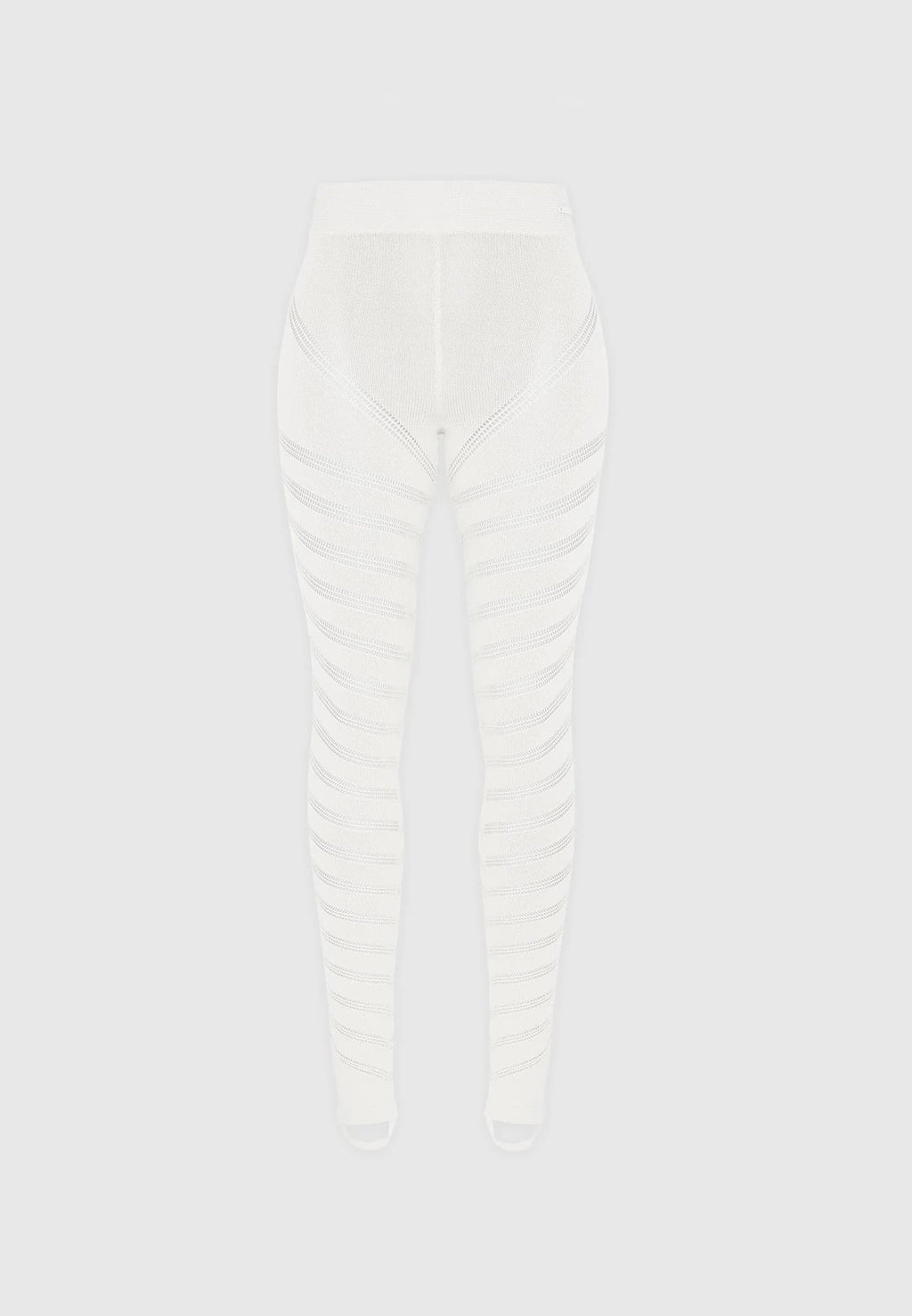 High Waisted Knitted Spiral Contour Leggings - White
