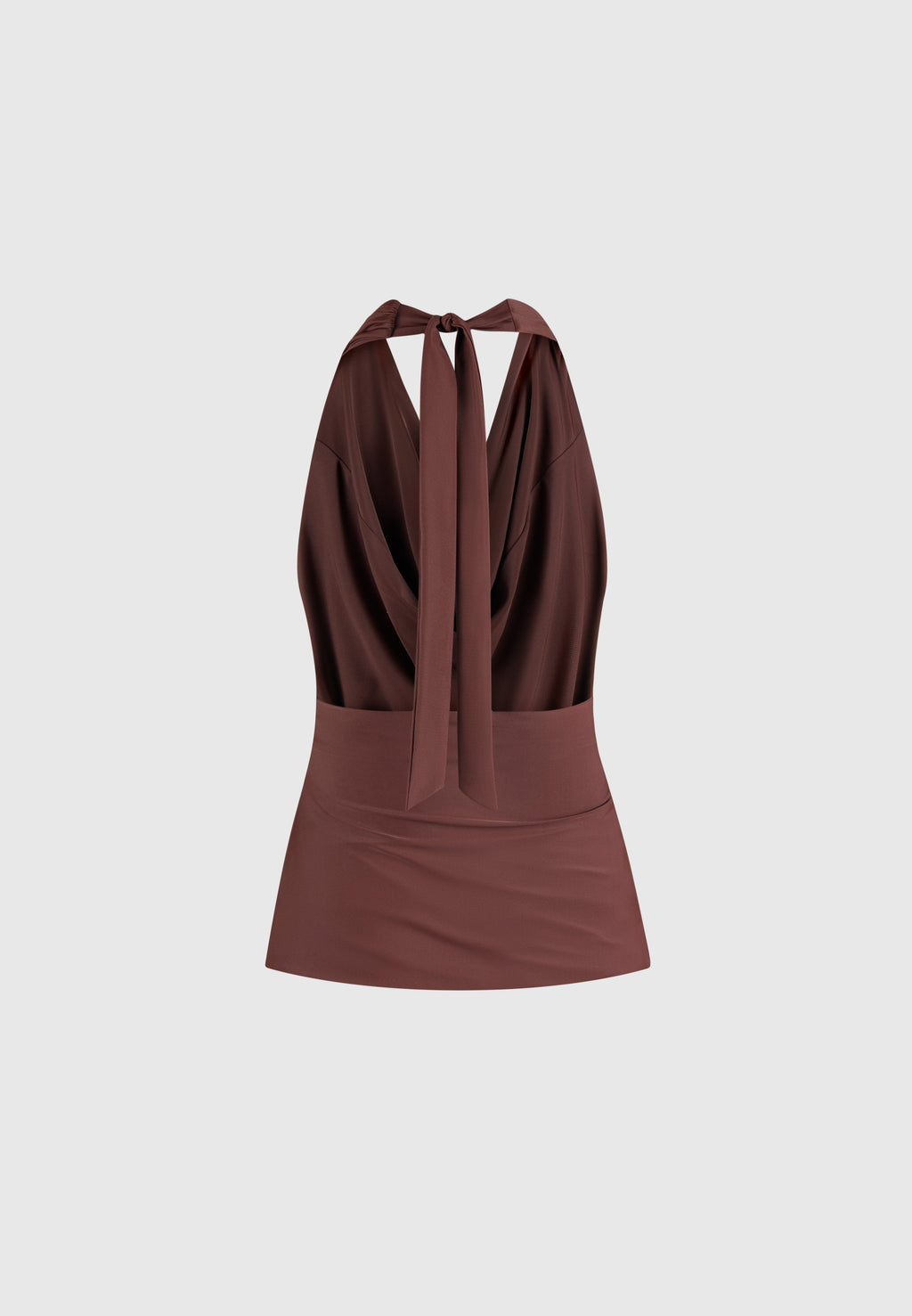 Draped Halterneck Top - Brown