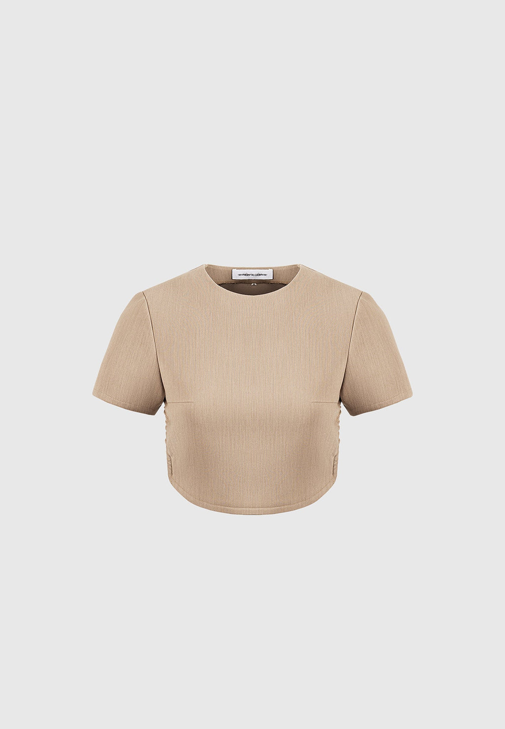Curved Hem Backless Top with Tie - Dark Beige