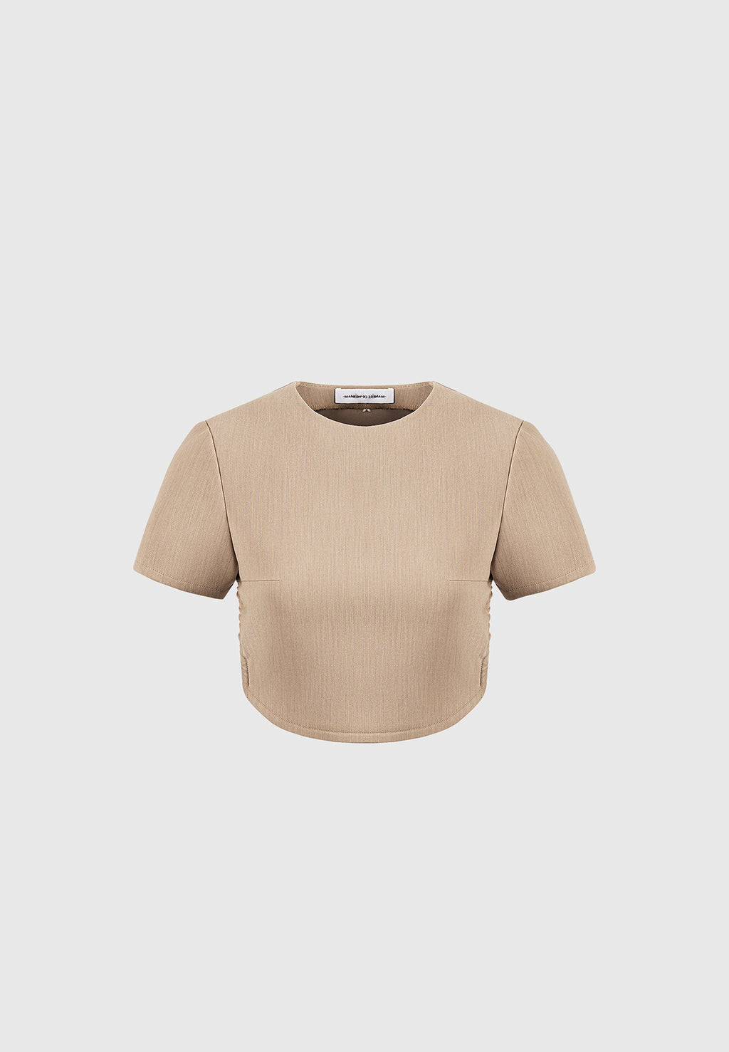 Curved Hem Backless Top with Tie - Dark Beige
