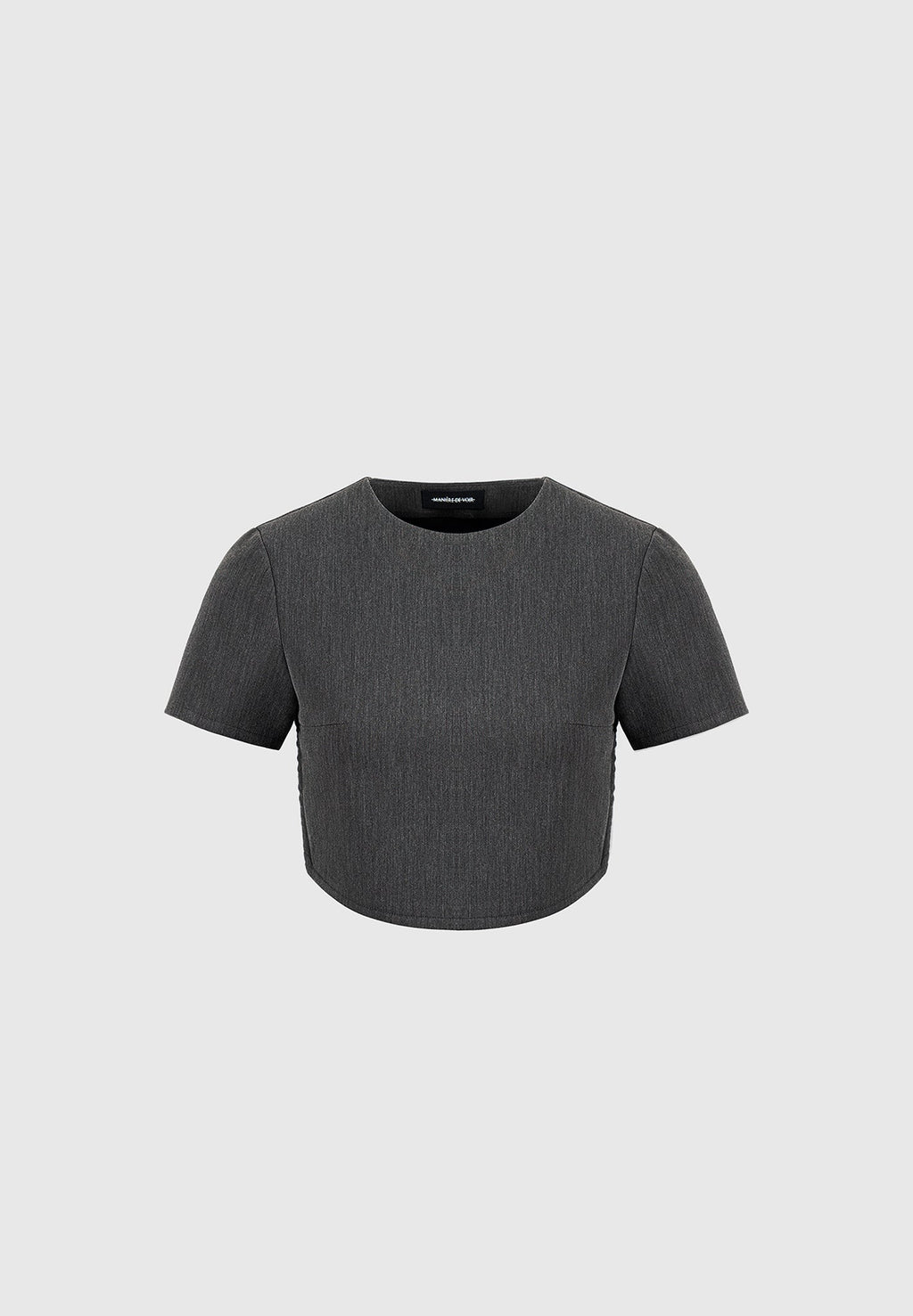 Curved Hem Backless Top with Tie - Dark Grey