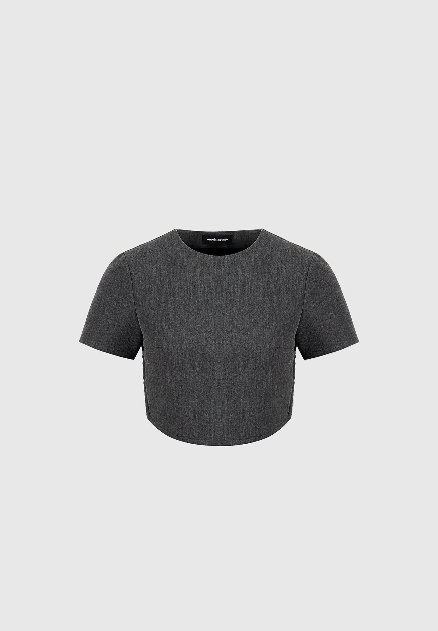 Curved Hem Backless Top with Tie - Dark Grey