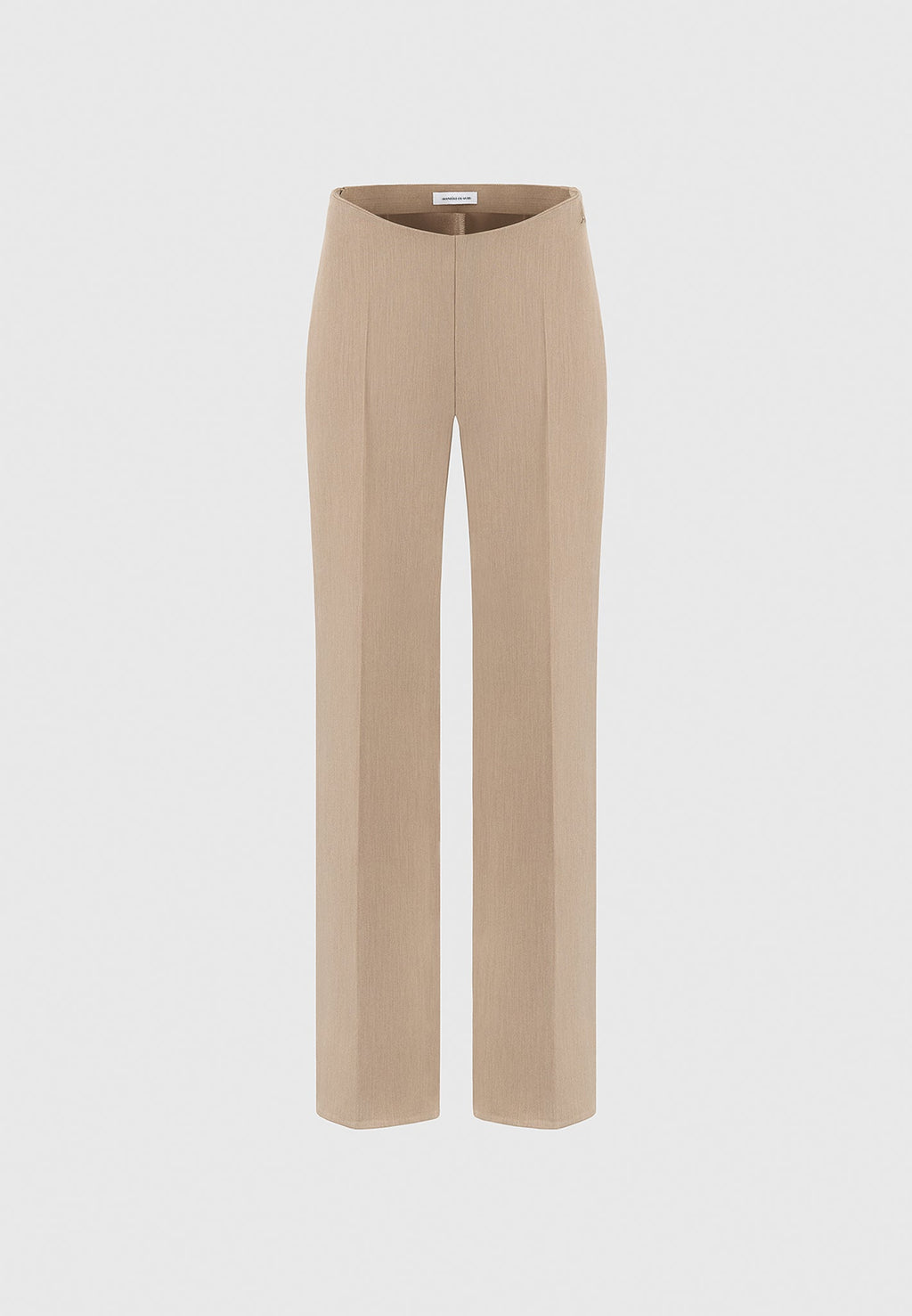 Curved Waist Tailored Trousers - Dark Beige
