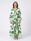 Sabine | Long Sleeve Tie Waist Tiered Maxi Dress