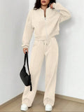 Casual Striped Long Sleeve Zipper Jacket & Pants Set