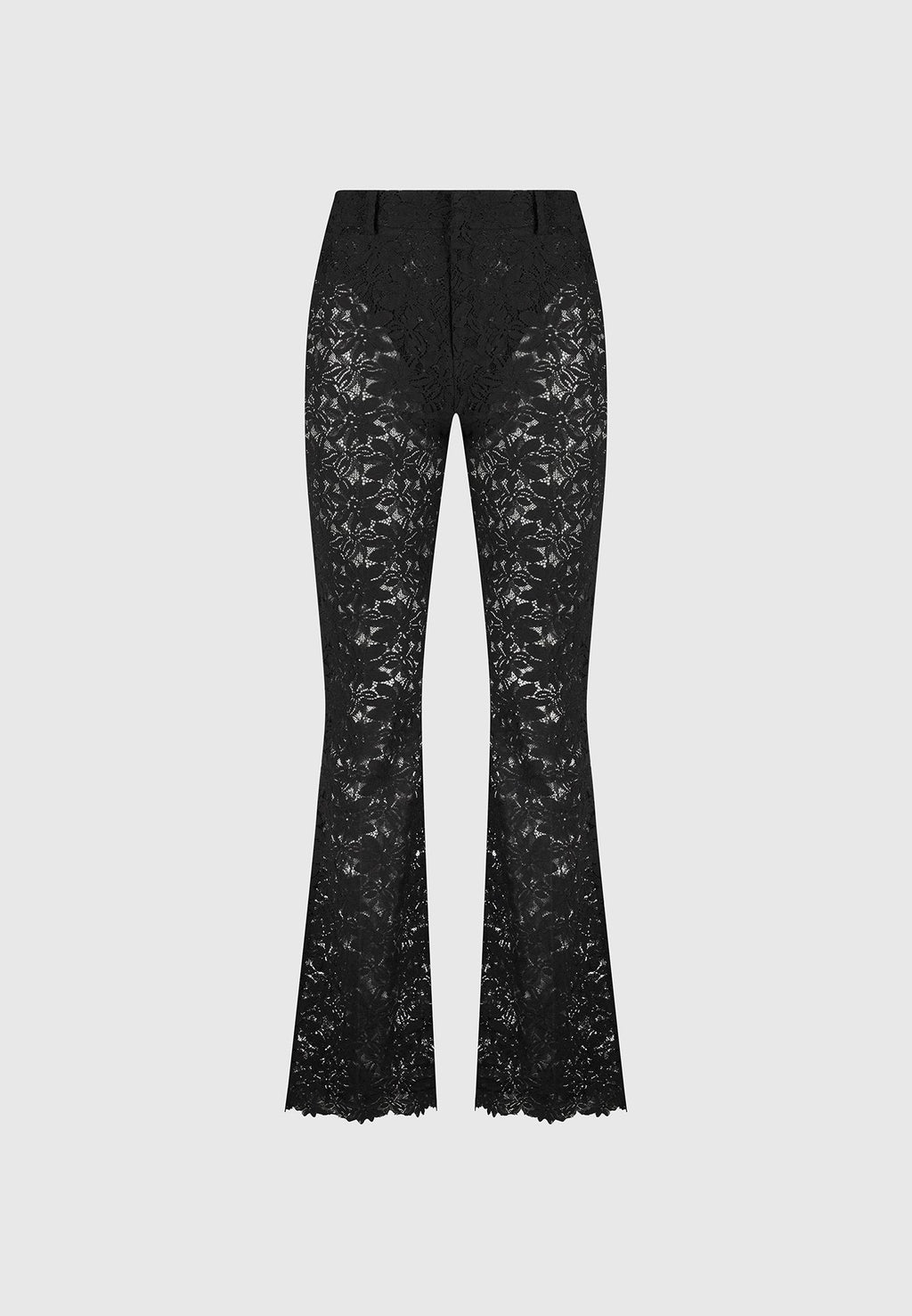 Lace Fit and Flare Trousers - Black