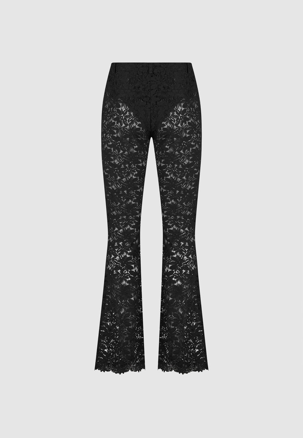 Lace Fit and Flare Trousers - Black