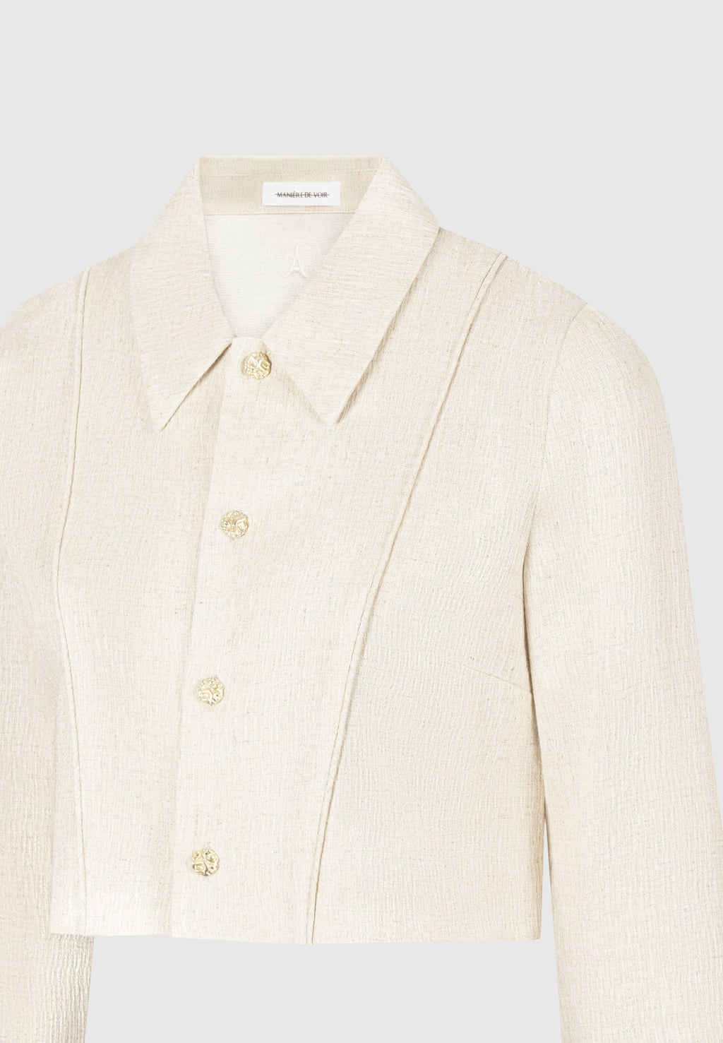 Florine - Linen Pintuck Cropped Shirt - Natural