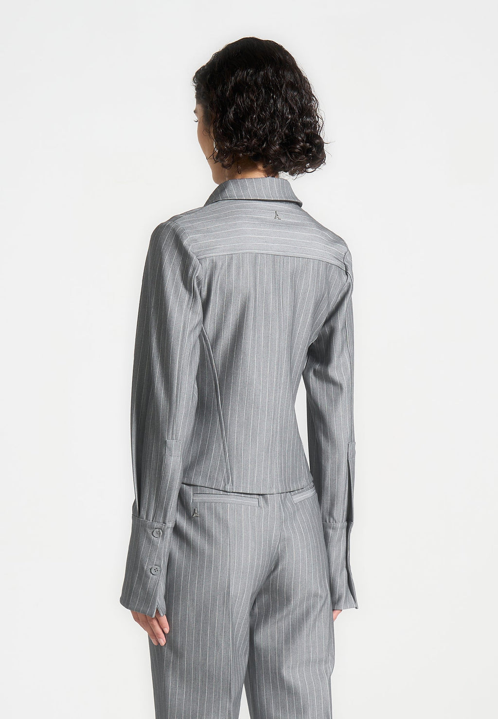 Sonia - Pinstripe Angled Shirt - Grey