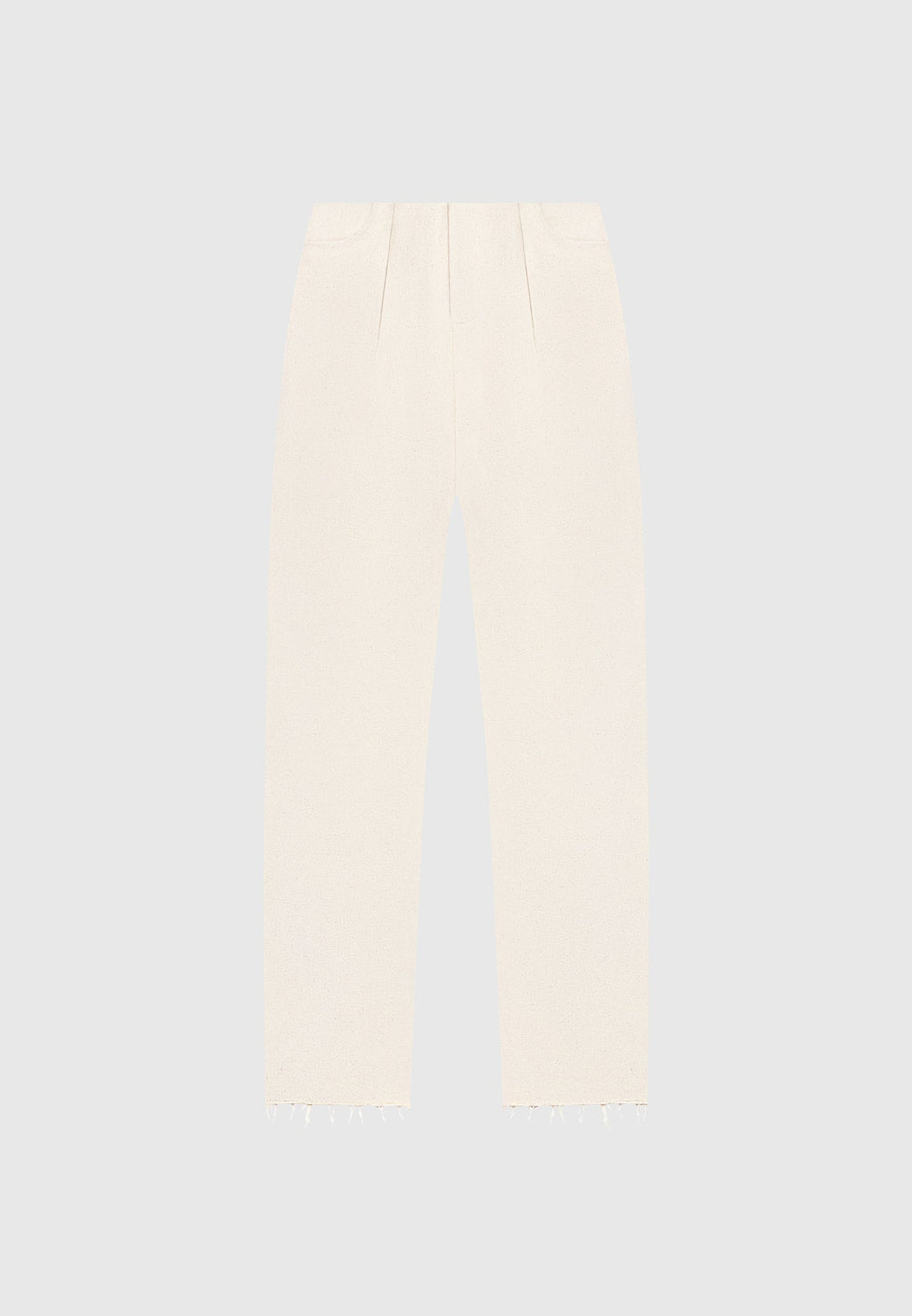 Pleated Mid Rise Straight Leg Jeans - Cream