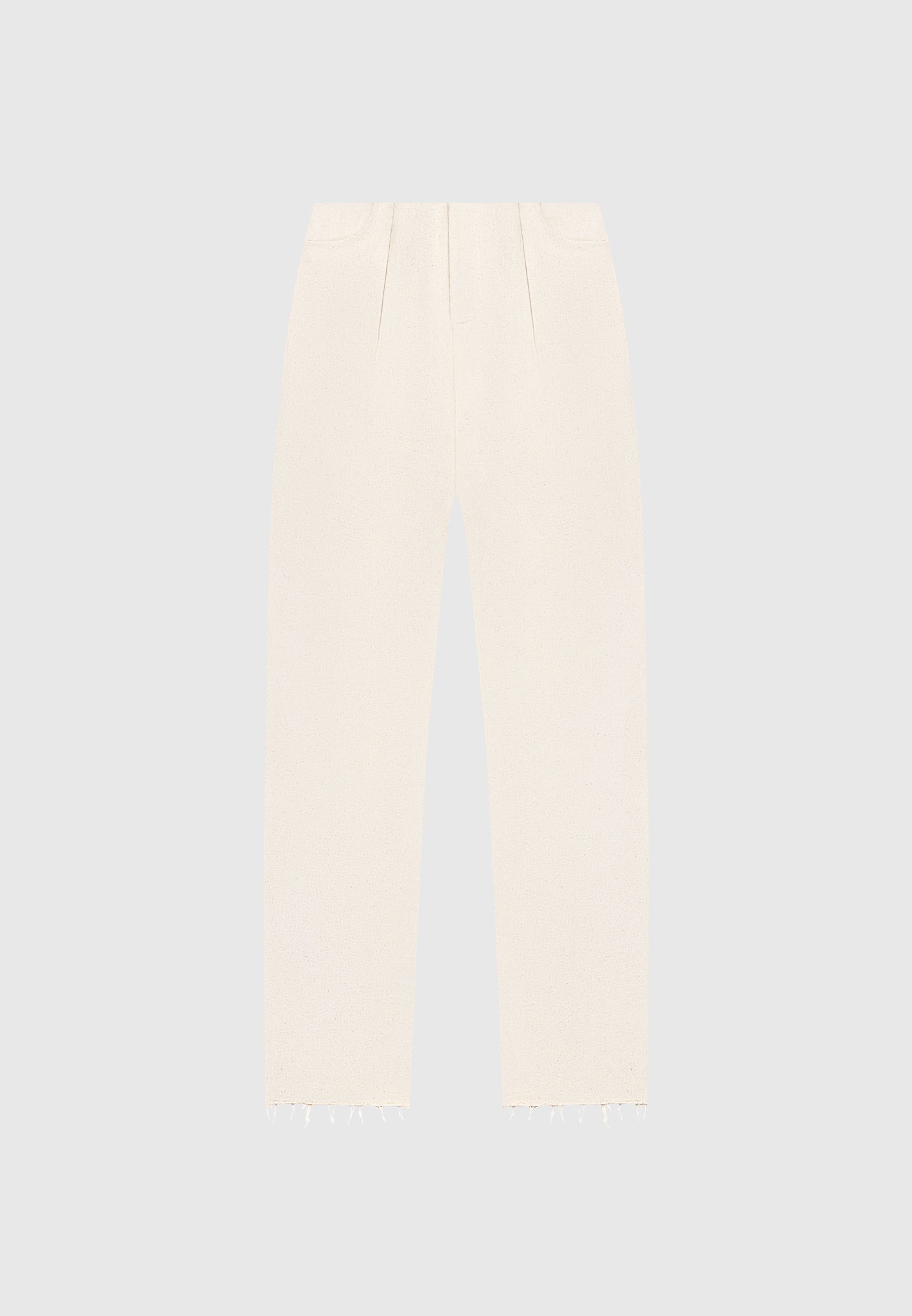 Pleated Mid Rise Straight Leg Jeans - Cream